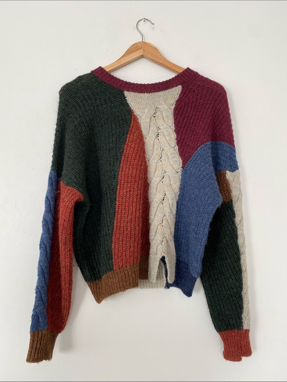 Isabel Marant Étoile Gao Color-Block Alpaca Wool Linen Cable Sweater Sz 38/ 8-10 - Picture 2 of 12